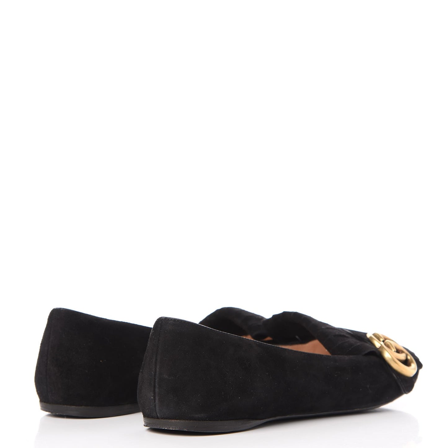Kid Scamosciato GG Marmont Fringe Flats 36.5 Black