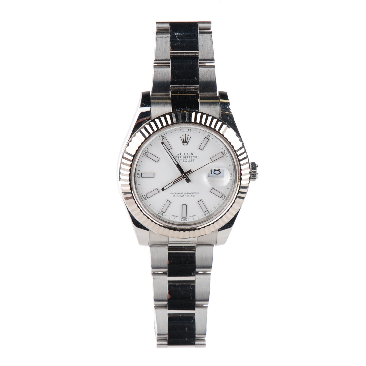 Rolex Stainless Steel 18K White Gold 41mm Oyster Perpetual Datejust Watch White 116334 2 of 8