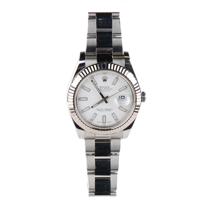 Rolex Stainless Steel 18K White Gold 41mm Oyster Perpetual Datejust Watch White 116334 2 of 8