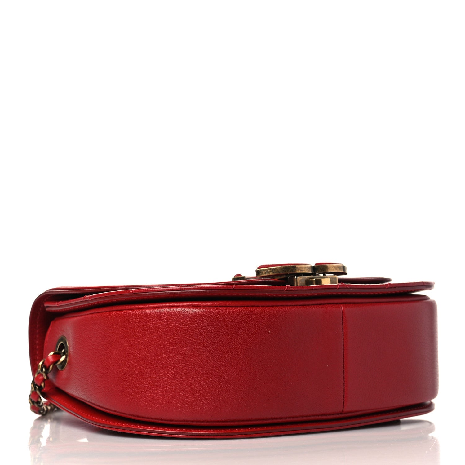 Chanel Shiny Calfskin Goatskin Quilted Small Coco Curve Messenger Flap Red 4 of 9