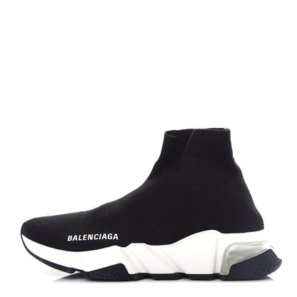Balenciaga Neoprene Knit Womens Speed Clear Sole Sneakers 36 Black White 1 of 11