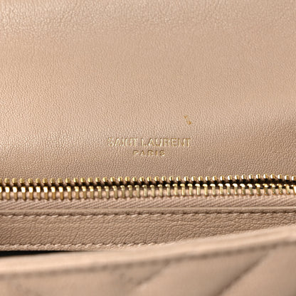 Saint Laurent Sheepskin Matelasse Chevron Monogram Medium College Bag Dark Beige 6 of 10