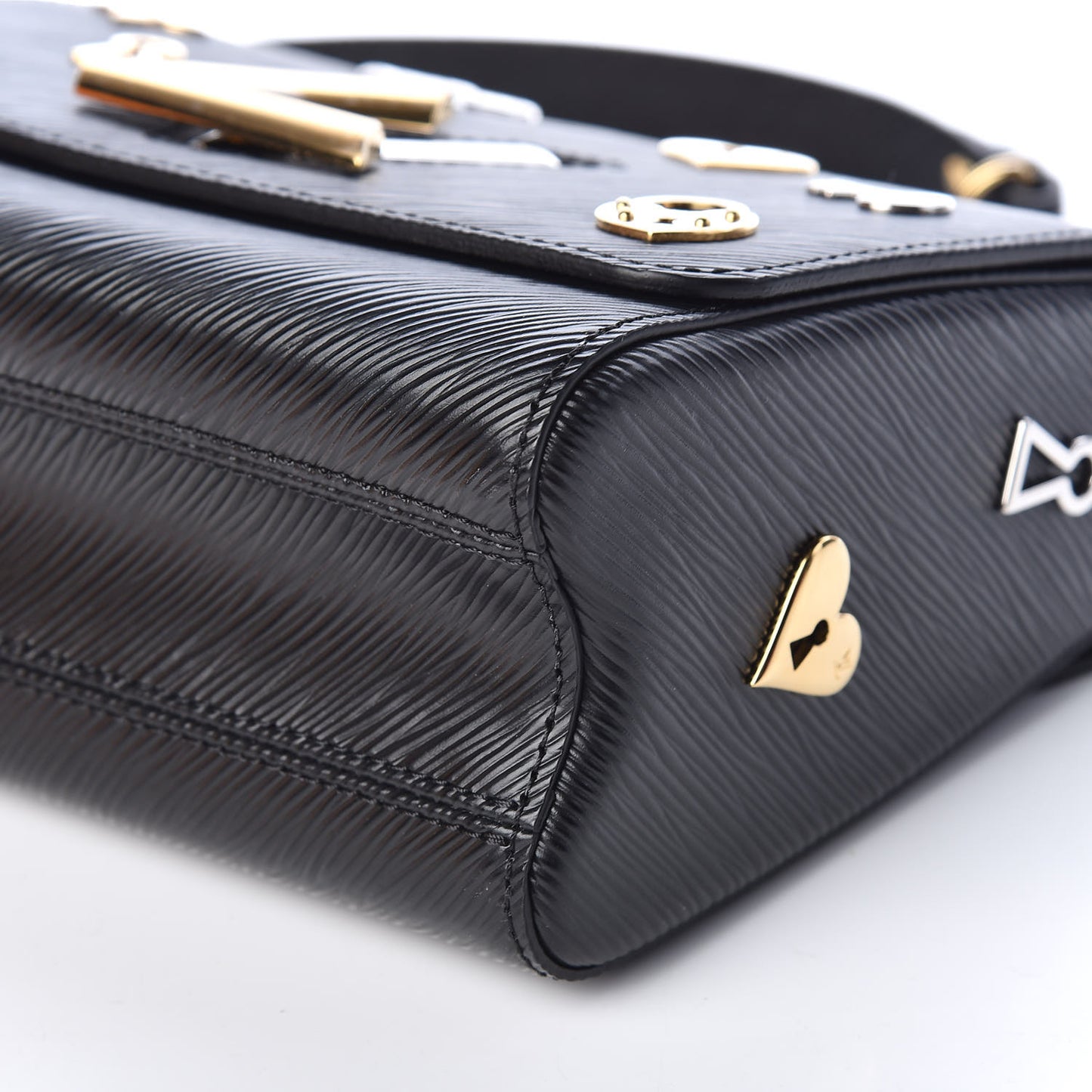 Epi Love Lock Twist Shoulder Bag MM Black
