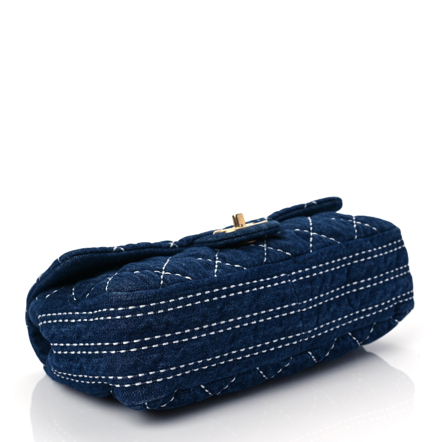 Denim Quilted Medium Denim Trip Single Flap Blue