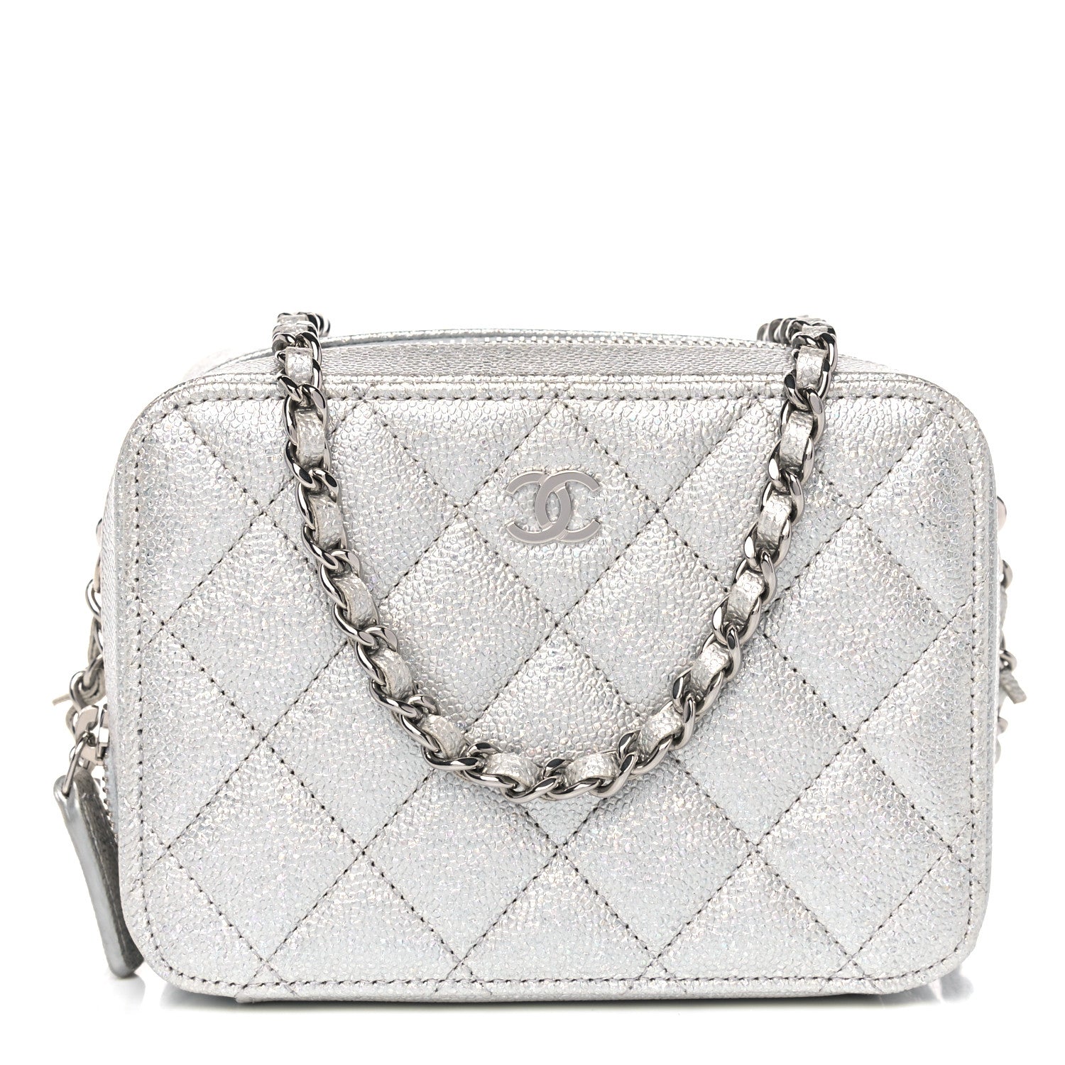 Chanel Metallic Caviar Quilted Camera Bag Silver 1 of 12