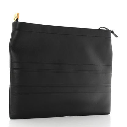 Christian Dior Calfskin Medium Diordouble Zip Pouch Black 3 of 7