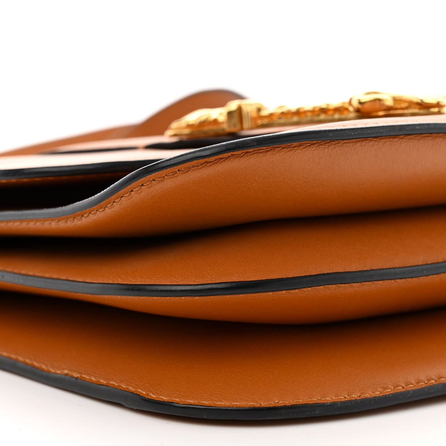 Vitello Barocco Virtus Small Top Handle Shoulder Bag Brown