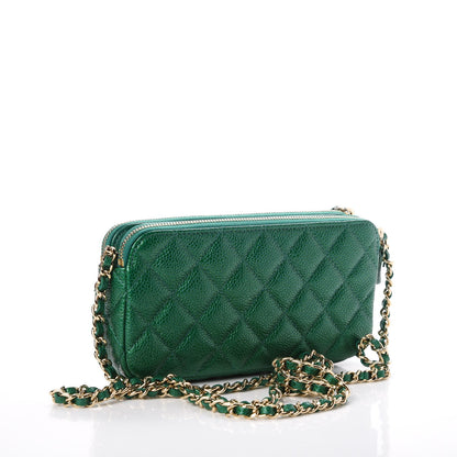 Chanel Caviar Quilted Small Clutch With Chain Green 4 of 10