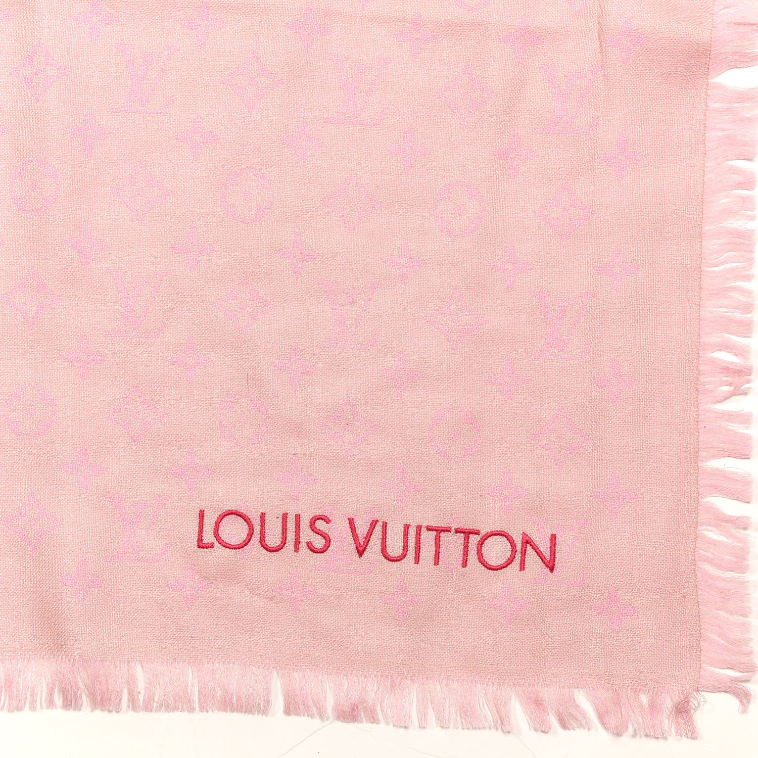 Louis Vuitton Silk Wool Monogram So LV Stole Blush 3 of 3