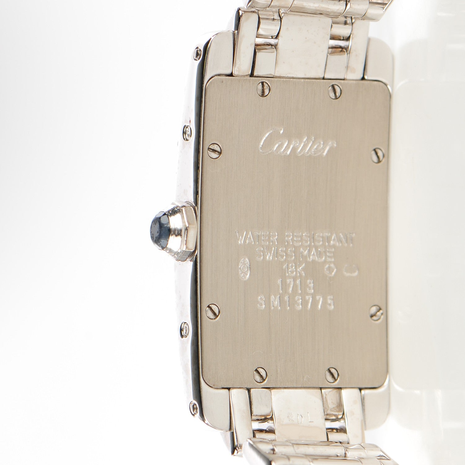 Cartier 18K White Gold Diamond Bezel 19mm Tank Americaine Quartz Watch 6 of 10