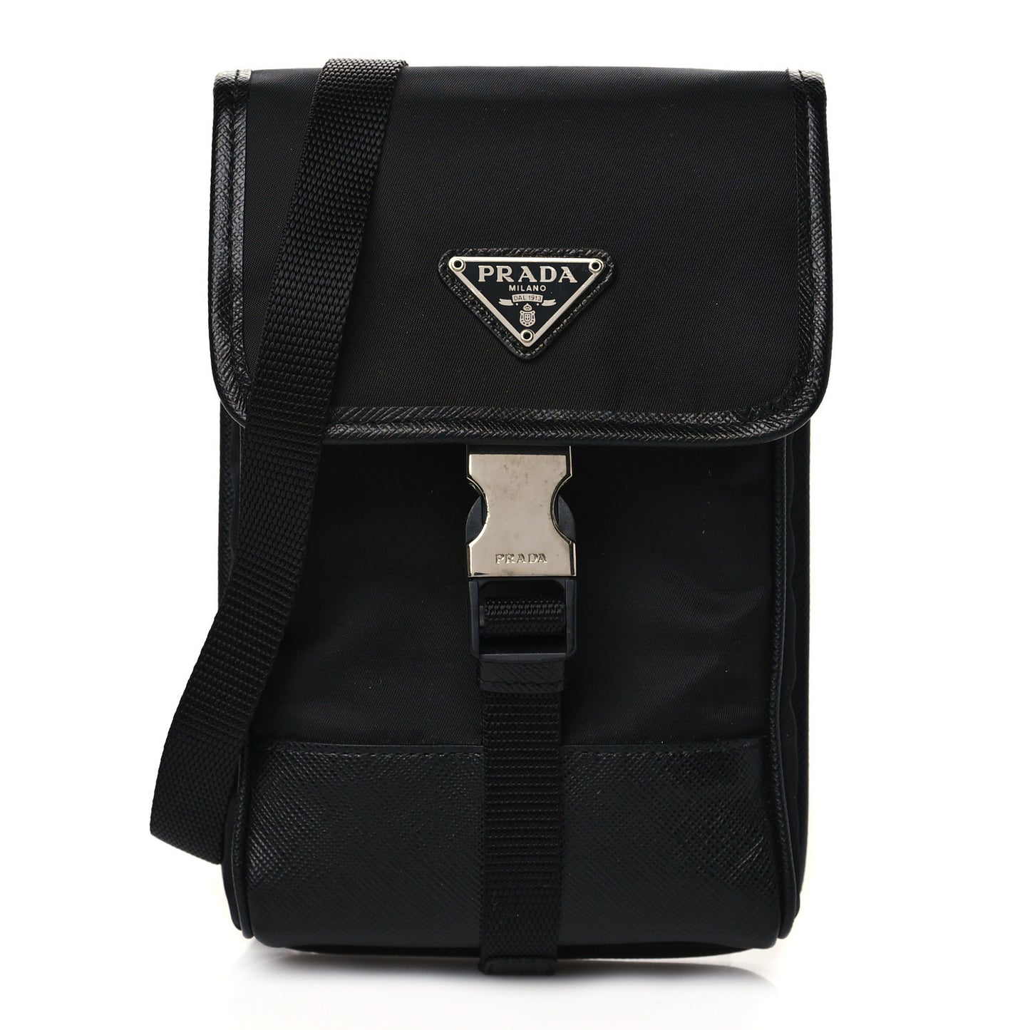 Tessuto Nylon Saffiano Phone Case Crossbody Black