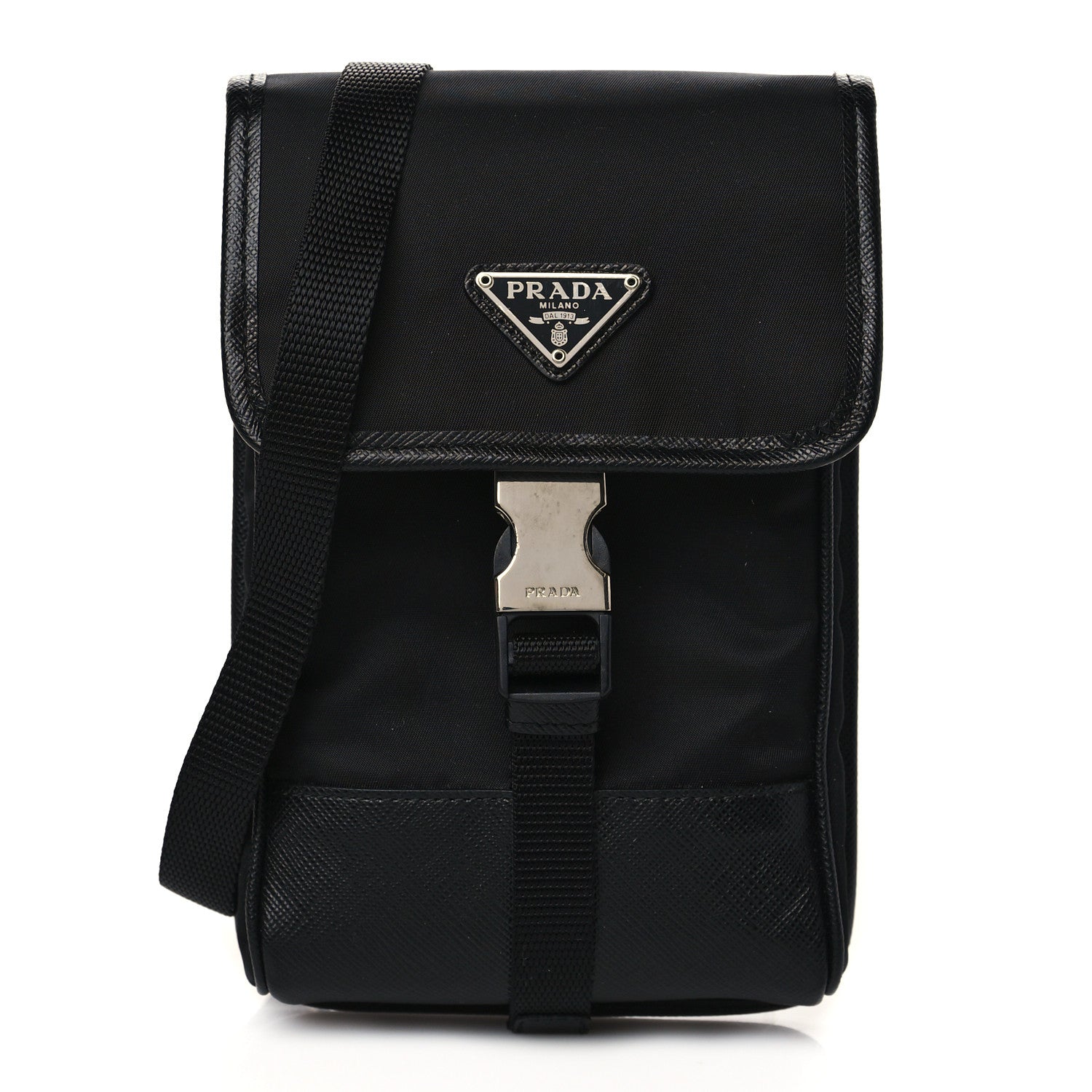 Prada Tessuto Nylon Saffiano Phone Case Crossbody Black 1 of 10