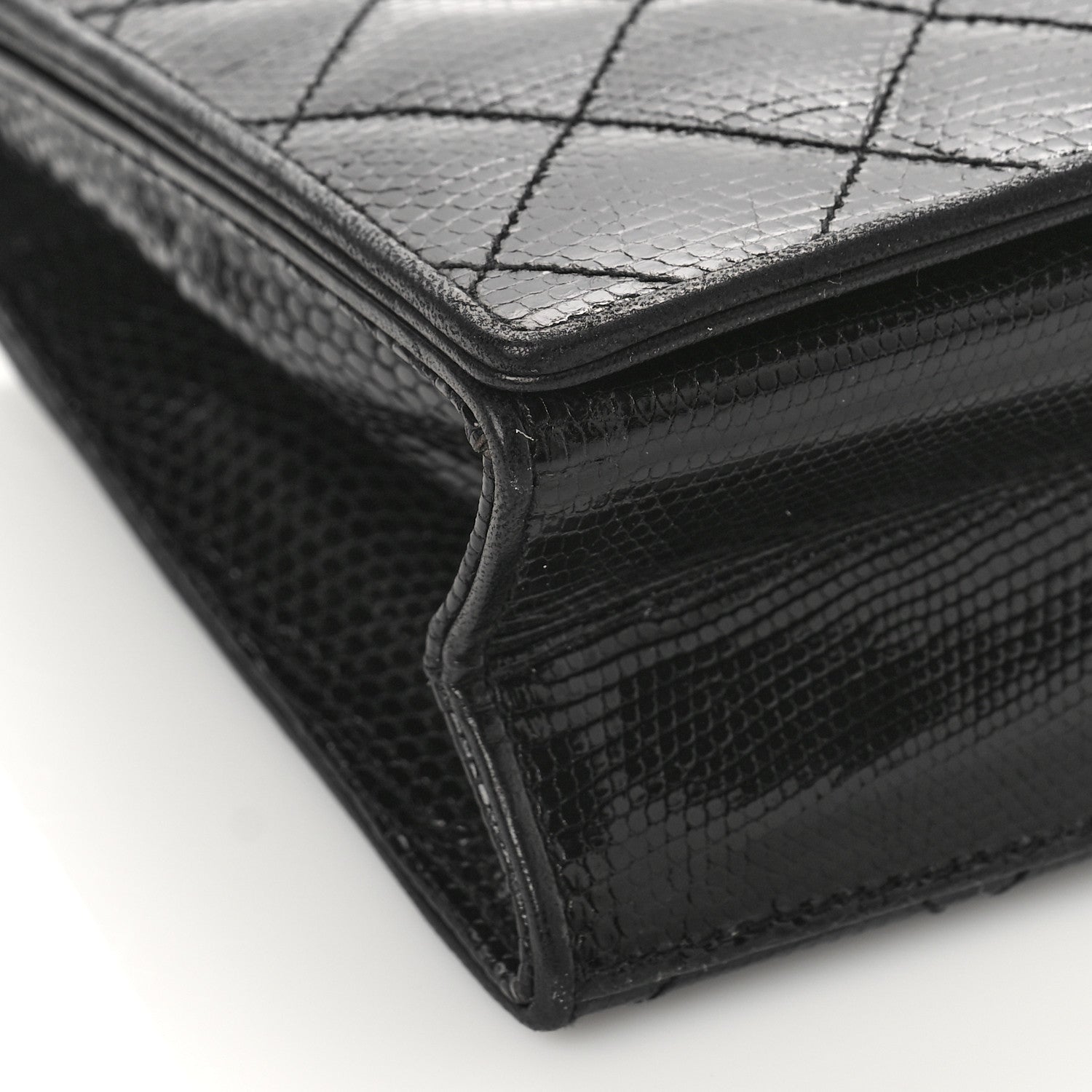Chanel Lizard Quilted CC Single Flap Bag Black 8 of 13