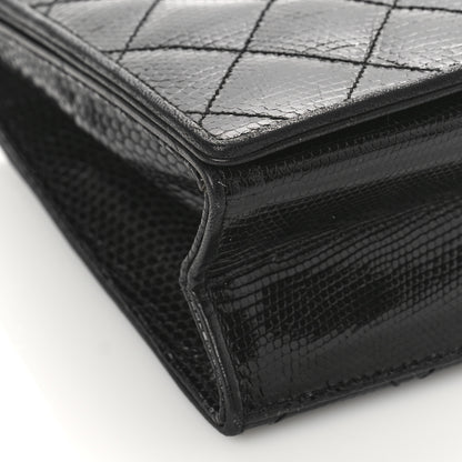 Chanel Lizard Quilted CC Single Flap Bag Black 8 of 13