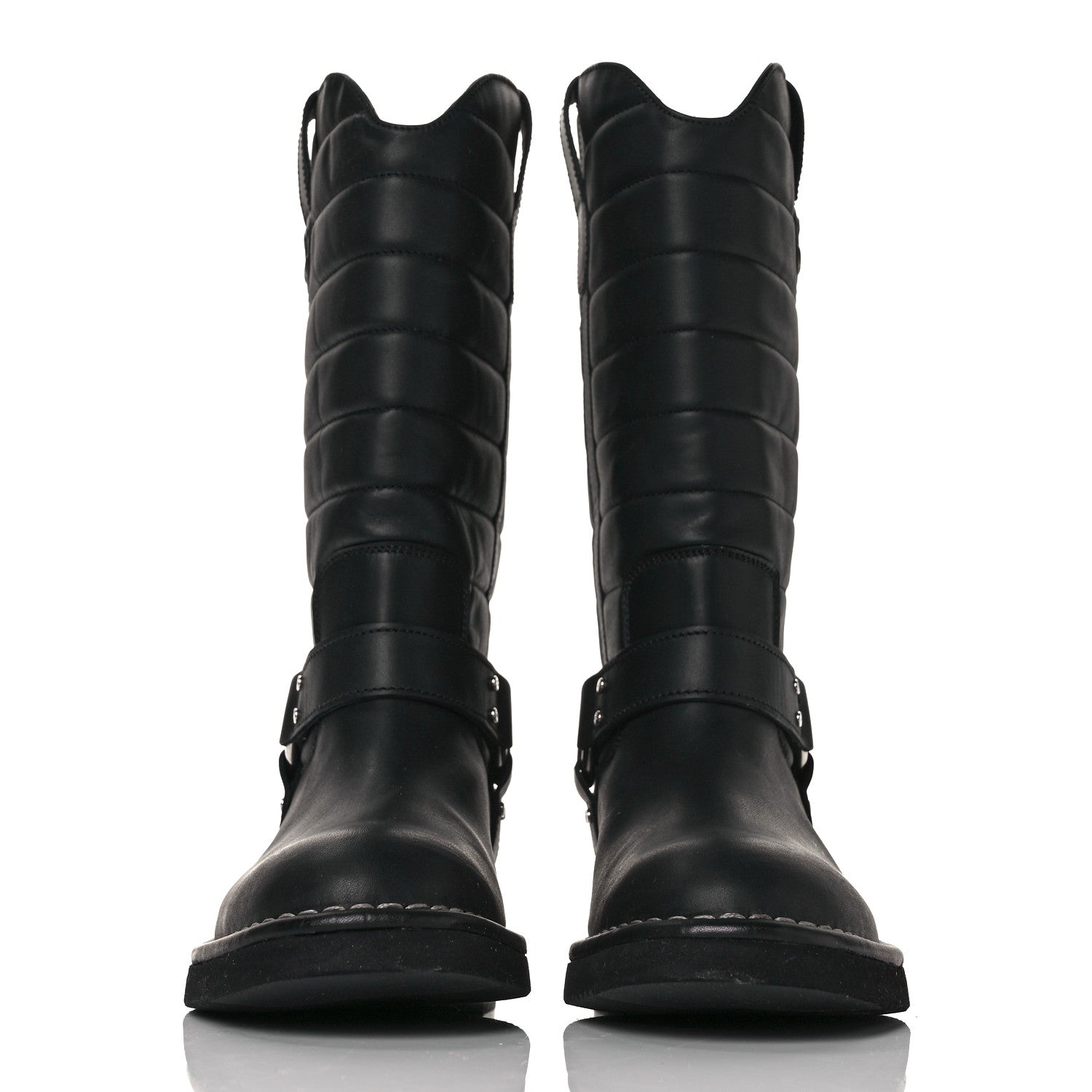 Chanel Oily Calfskin Star Quilted Biker Boots 36 Black 2 of 7