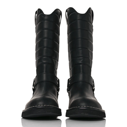 Chanel Oily Calfskin Star Quilted Biker Boots 36 Black 2 of 7