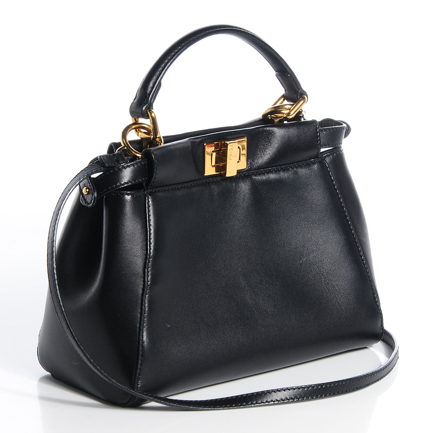 Fendi Nappa Mini Peekaboo Iconic Satchel Black 3 of 7