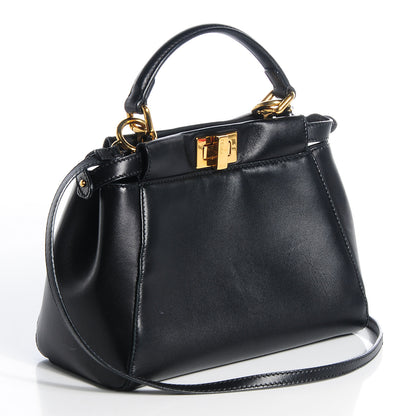 Fendi Nappa Mini Peekaboo Iconic Satchel Black 3 of 7