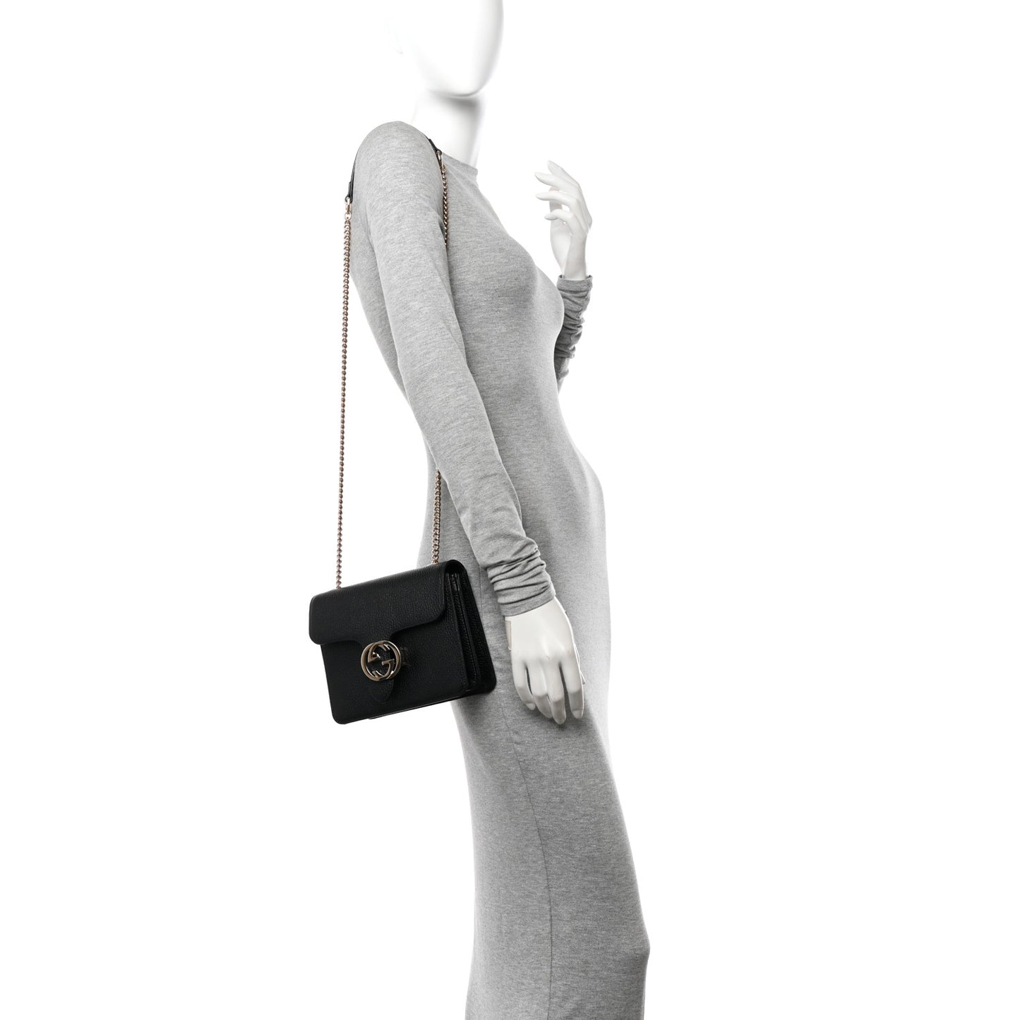 Dollar Calfskin Small Interlocking G Shoulder Bag Black