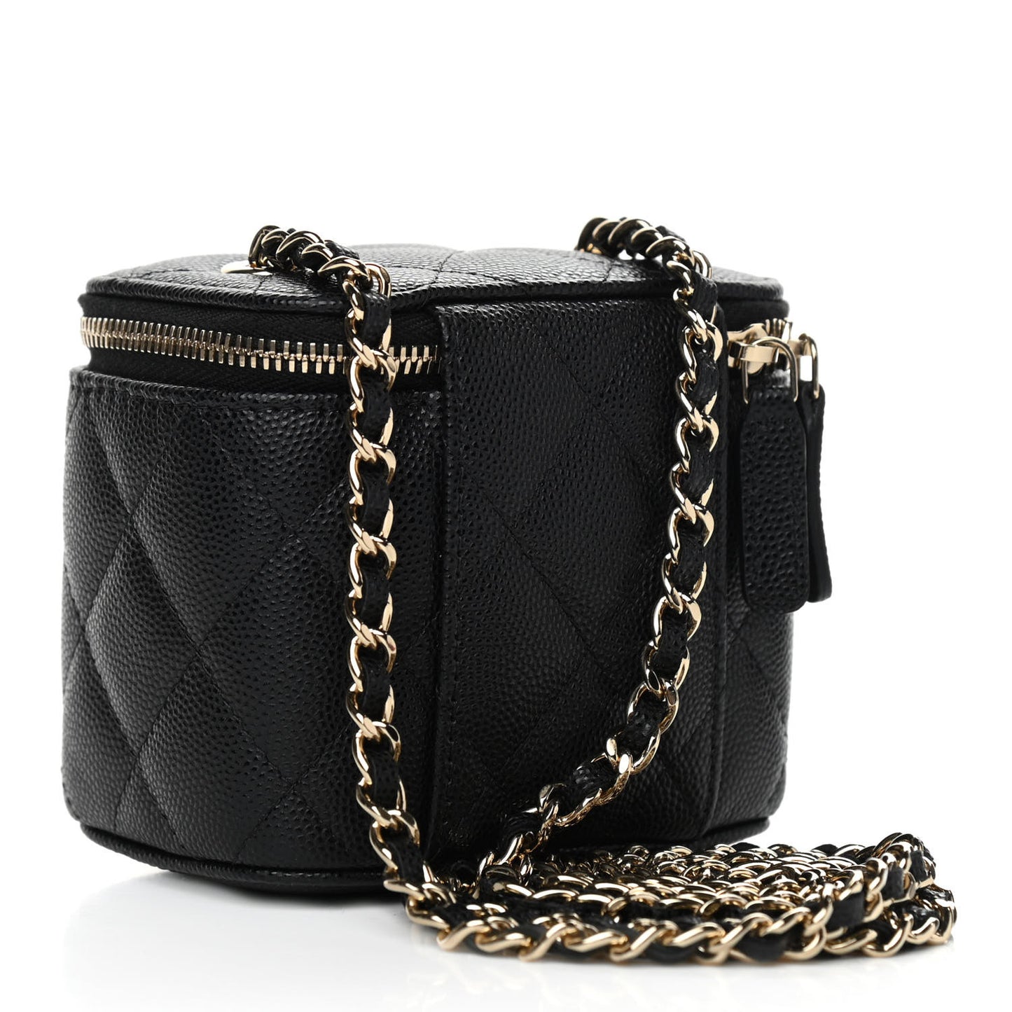 Caviar Quilted Mini Vanity Case With Chain Black