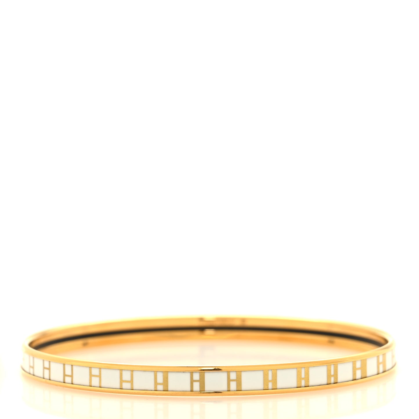 Enamel Printed Extra Narrow OP'H Bracelet 70 Jaune D'Or White