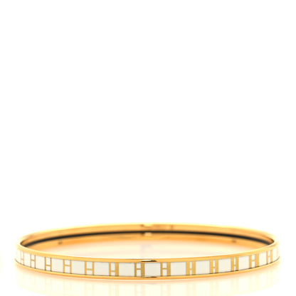 Hermes Enamel Printed Extra Narrow OP'H Bracelet 70 Jaune D'Or White 3 of 6