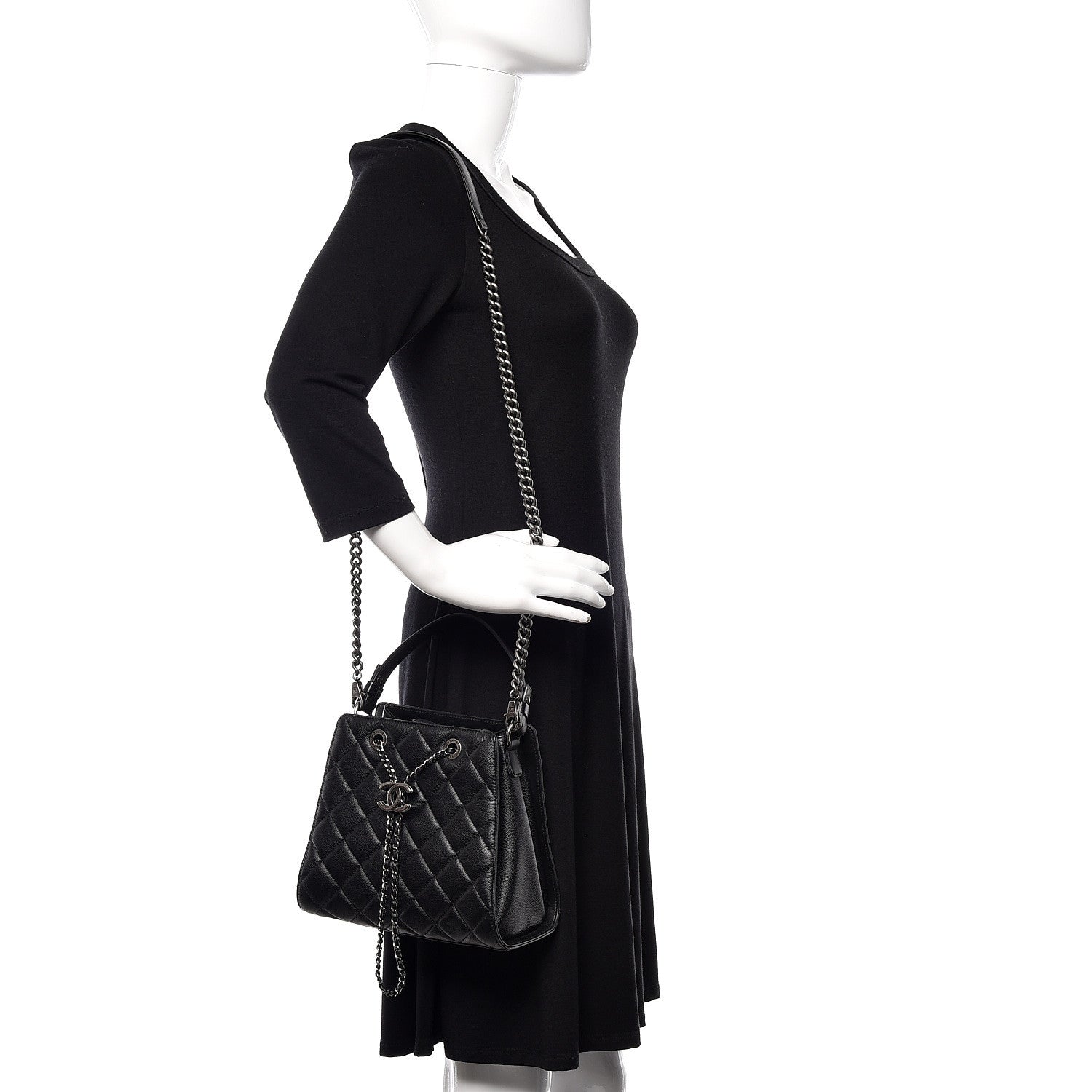 Chanel Caviar Quilted Small CC Bucket Bag Black 2 of 10