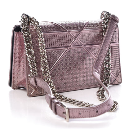 Christian Dior Metallic Patent Micro-Cannage Medium Diorama Flap Bag Pink 3 of 18