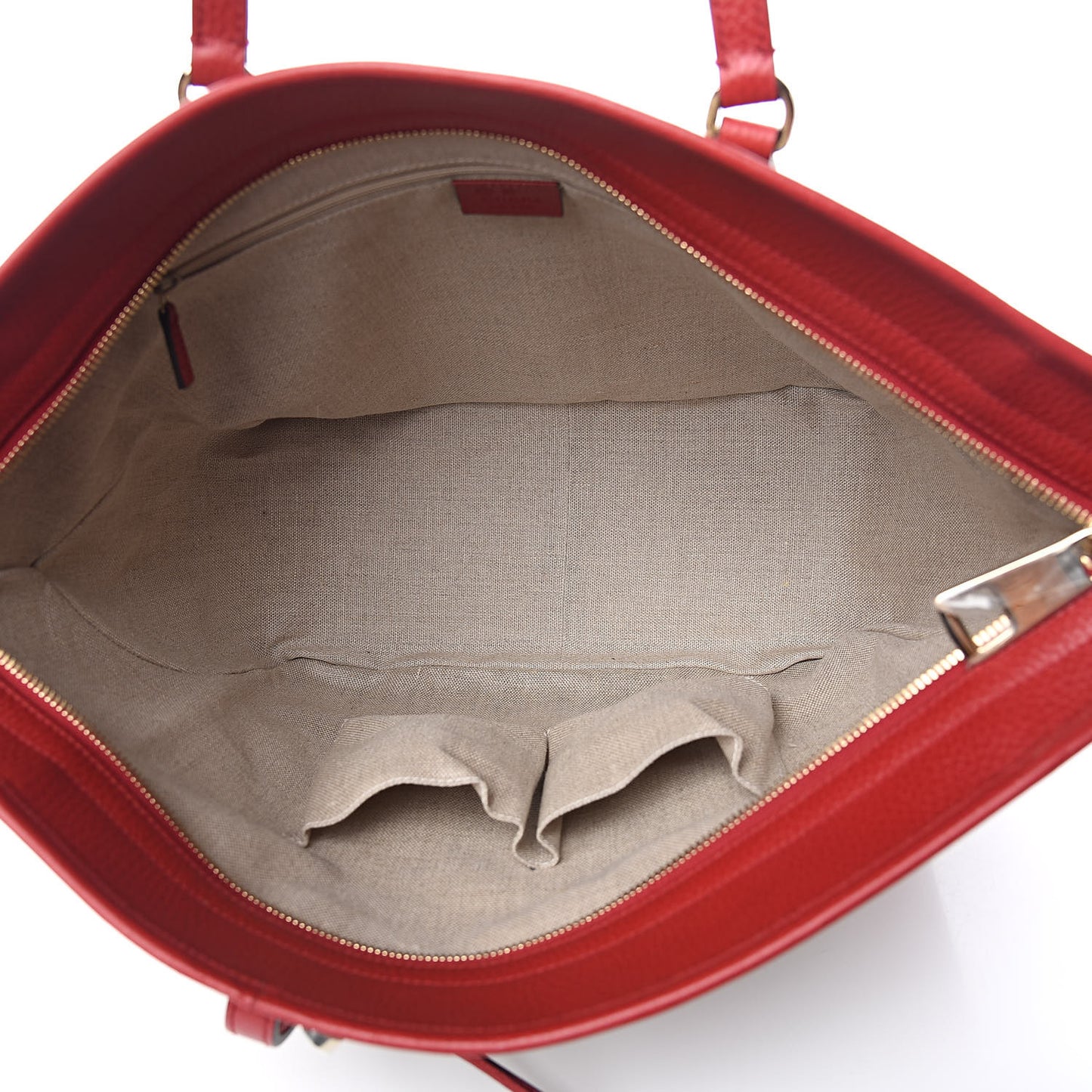 Monogram Bree Zippered Tote Beige Red