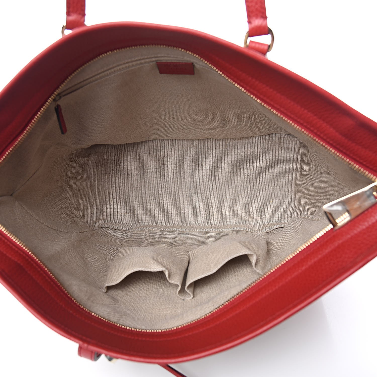 Gucci Monogram Bree Zippered Tote Beige Red 5 of 10