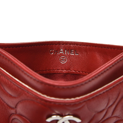 Chanel Lambskin Camellia Embossed Card Holder Red 8 of 8