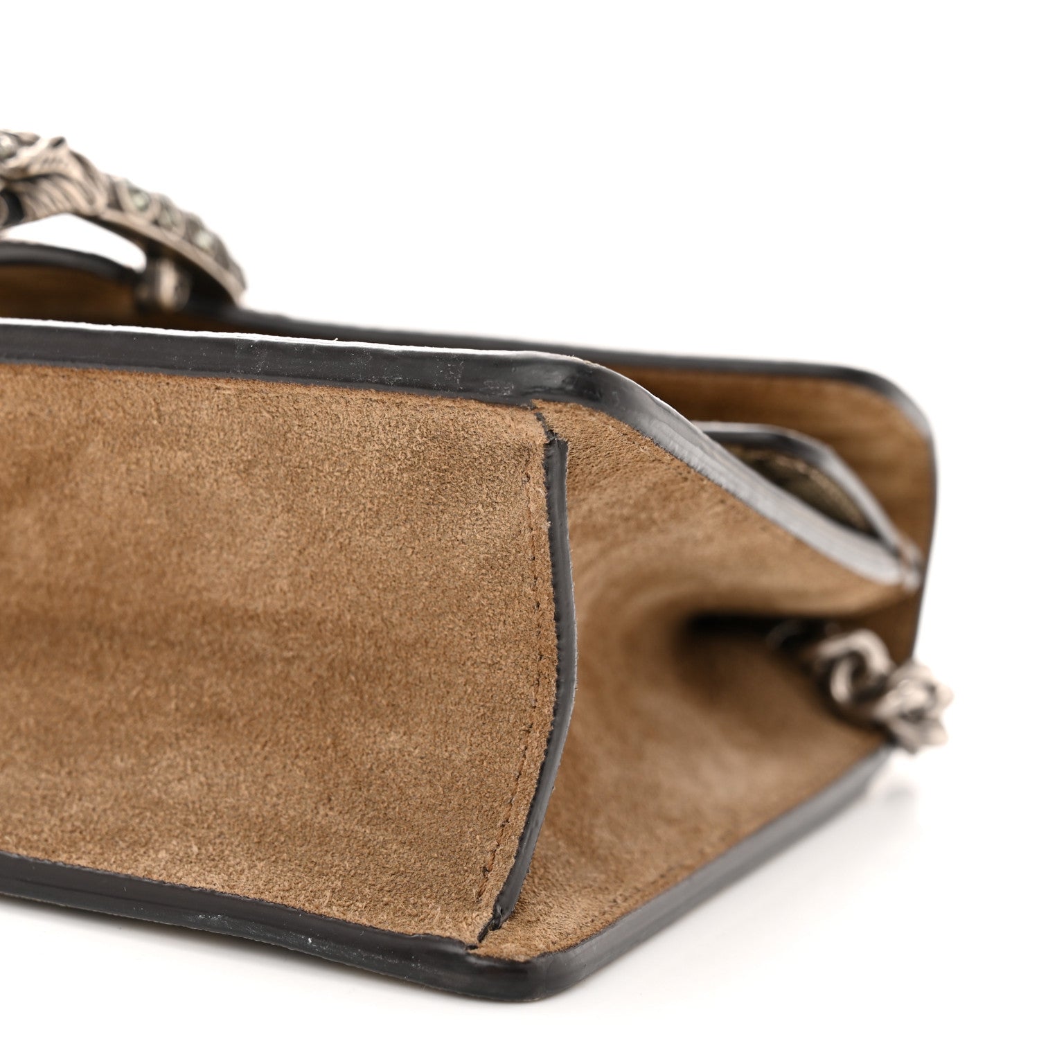 Gucci GG Supreme Monogram Suede Crystal Small Dionysus Shoulder Bag Beige Ebony Taupe 10 of 11