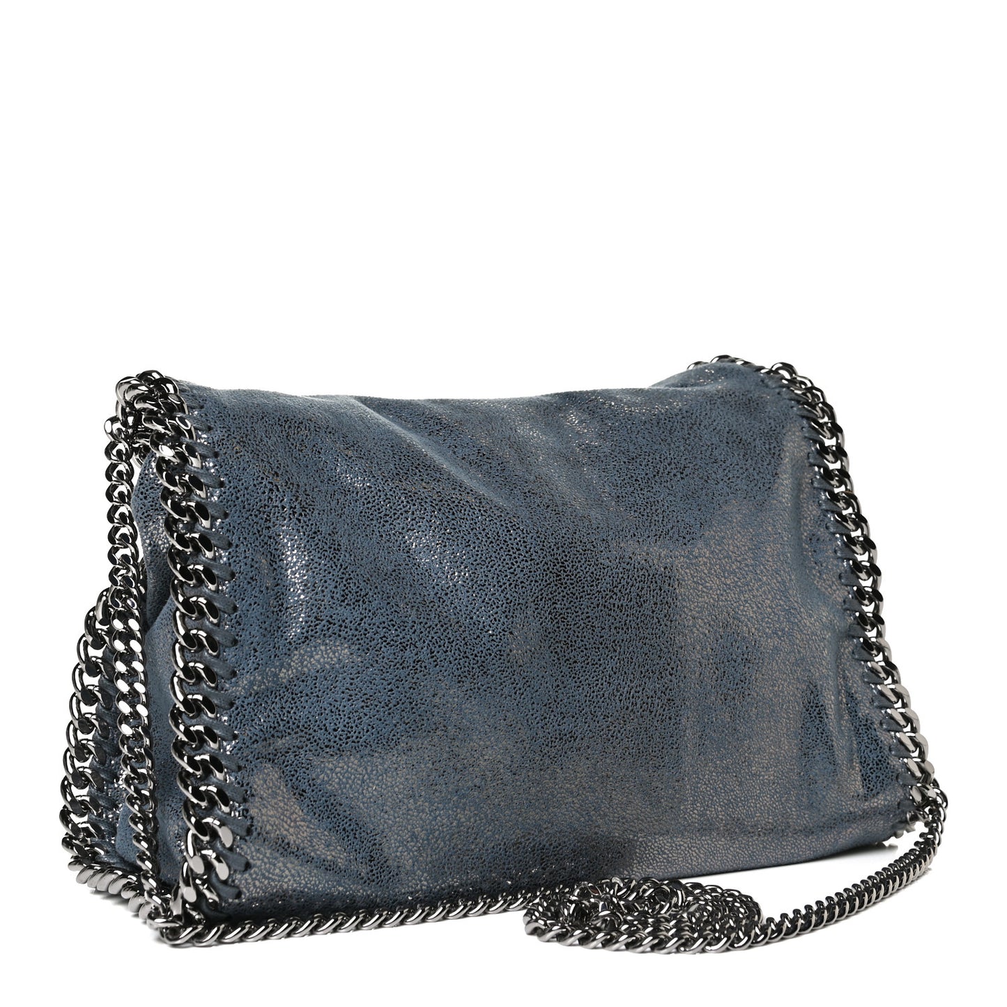Metallic Shaggy Deer Mini Falabella Fold Over Tote Blue Lagoon