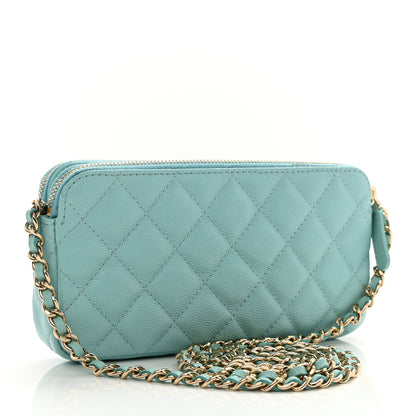 Chanel Caviar Quilted Small Clutch With Chain Light Blue 2 of 14