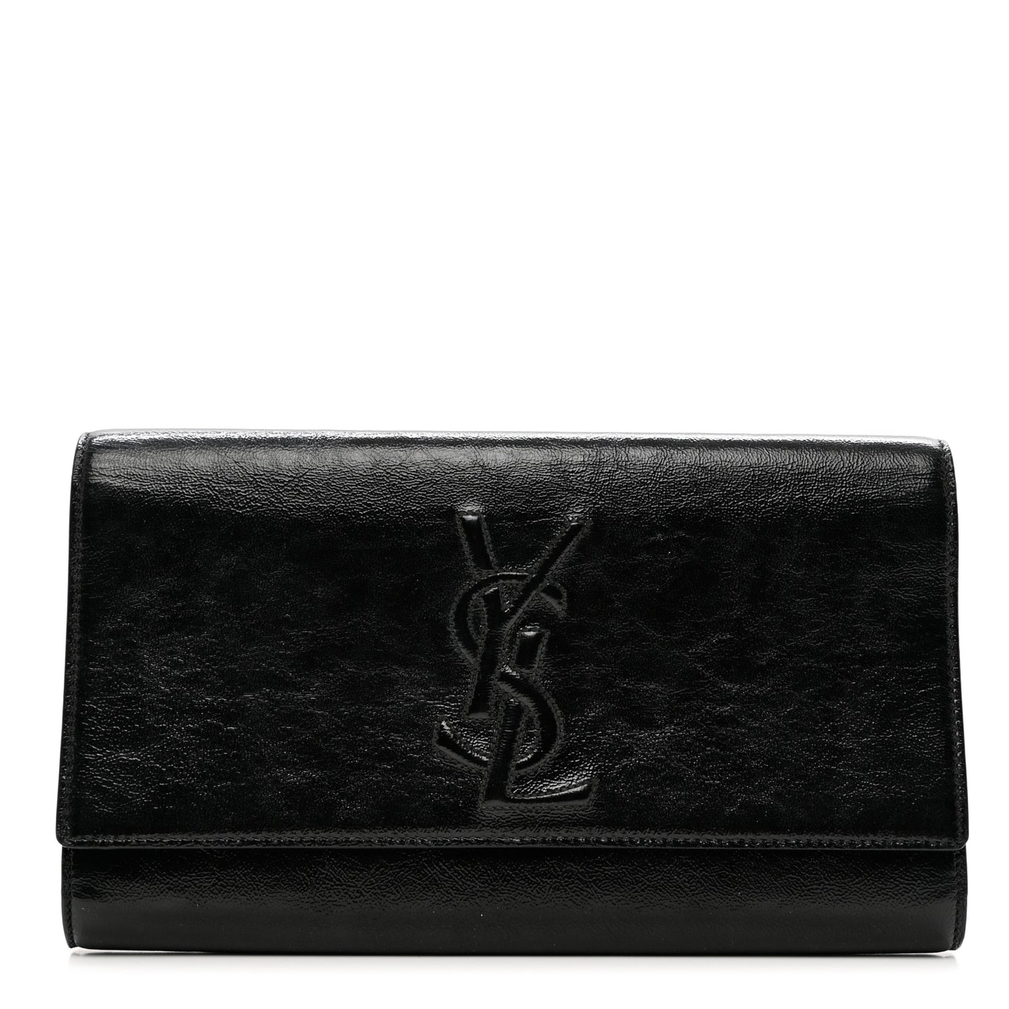 Textured Patent Monogram Large Belle De Jour Clutch Black