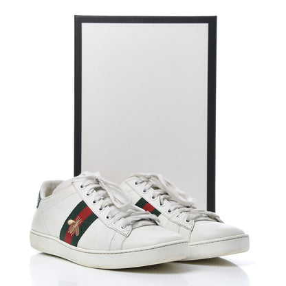 Gucci Calfskin Web Bee Embroidered Womens Ace Sneakers 38 White Green 25 of 25
