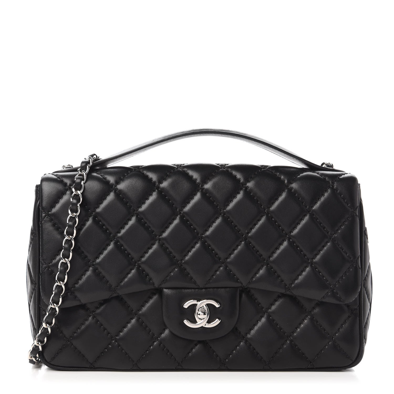 Chanel Lambskin Quilted Jumbo Easy Carry Flap Black 1 of 11