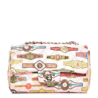 Chanel Satin Paris Cuba Cigare Print Mini Flap Pink 1 of 8