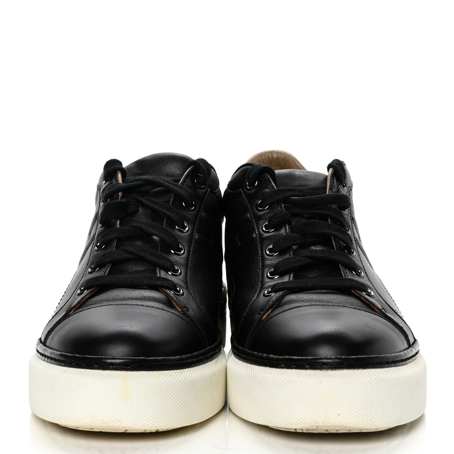 Calfskin Womens Polo Sneakers 40.5 Black White