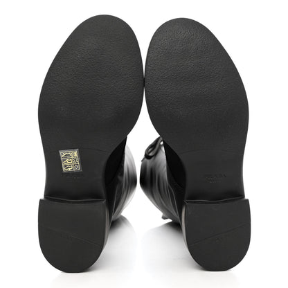 Prada Re-Nylon Spazzolato Rois Metal Triangle Logo Tall 50mm Combat Boots 37.5 Black 5 of 8