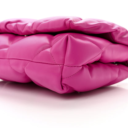 Balenciaga Nappa Calfskin Quilted Touch B Puffy Clutch Fuchsia 9 of 9