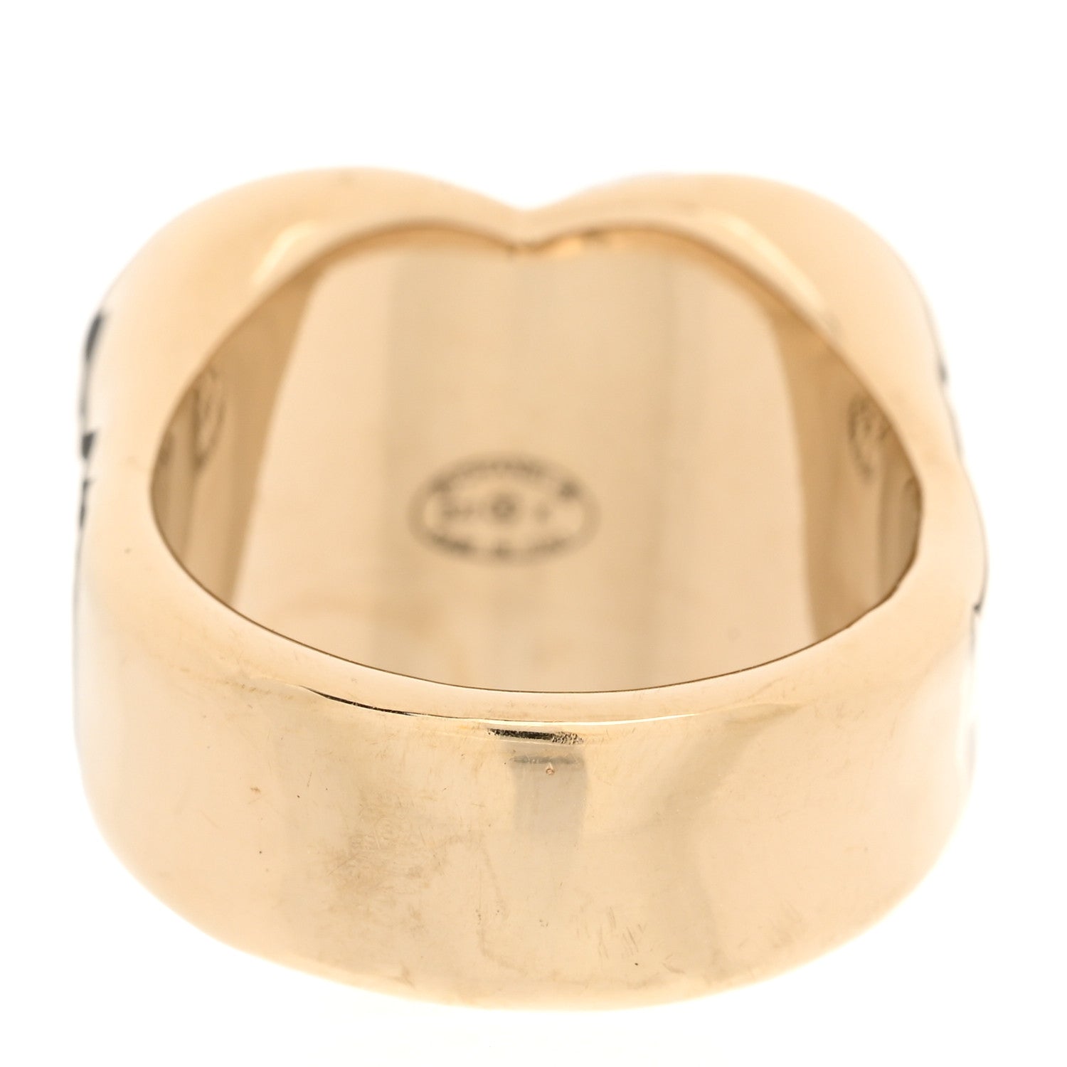 Chanel Resin Quilted CC Heart Ring 53 6.25 Gold Black 3 of 5