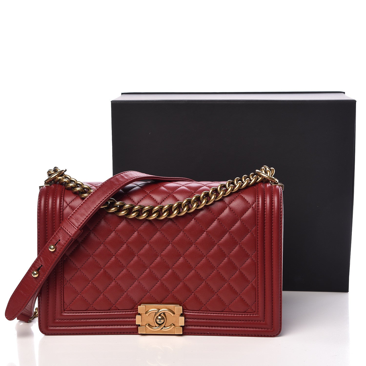 Chanel Lambskin Quilted New Medium Boy Flap Dark Red 15 of 15