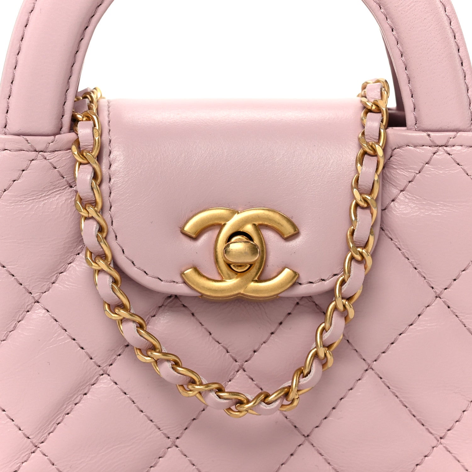 Chanel Shiny Aged Calfskin Quilted Mini Nano Kelly Shopper Light Pink 8 of 11