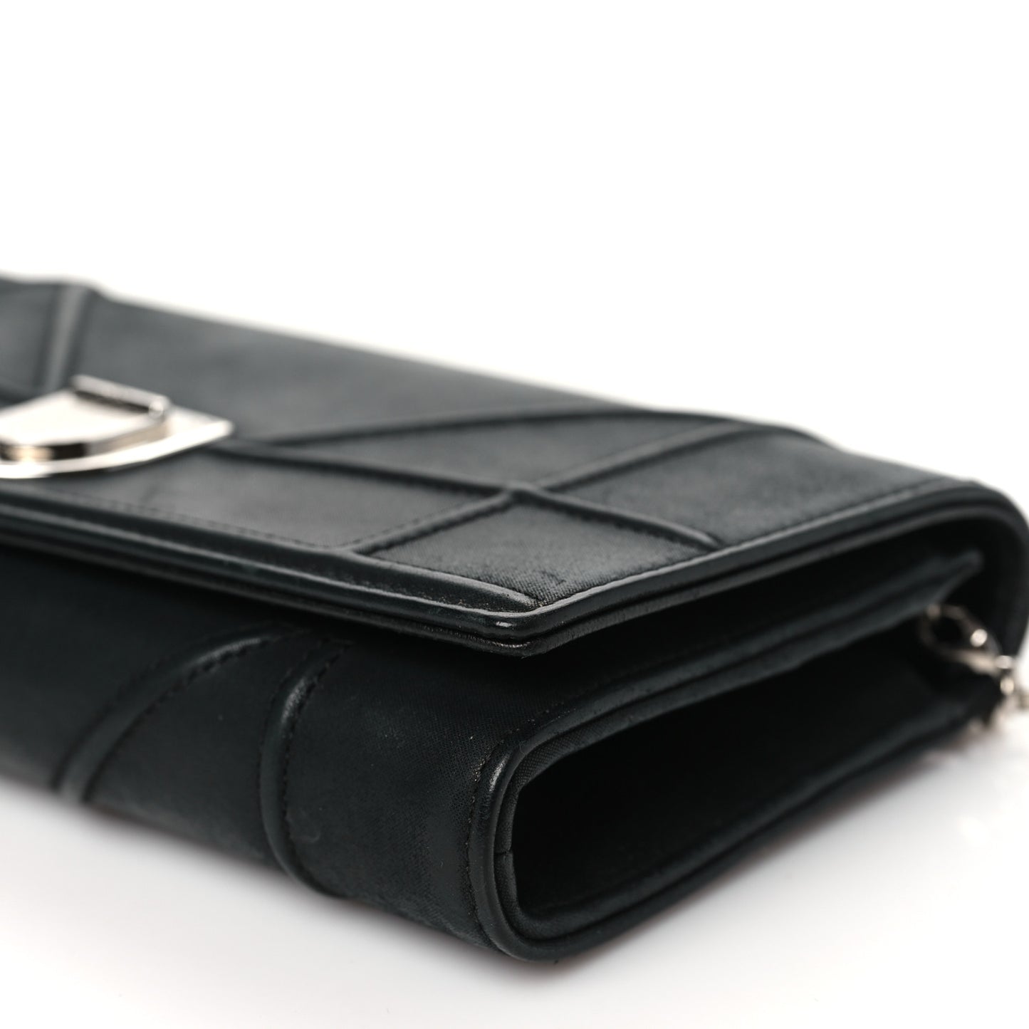 Metallic Lambskin Diorama Croisiere Chain Wallet Black
