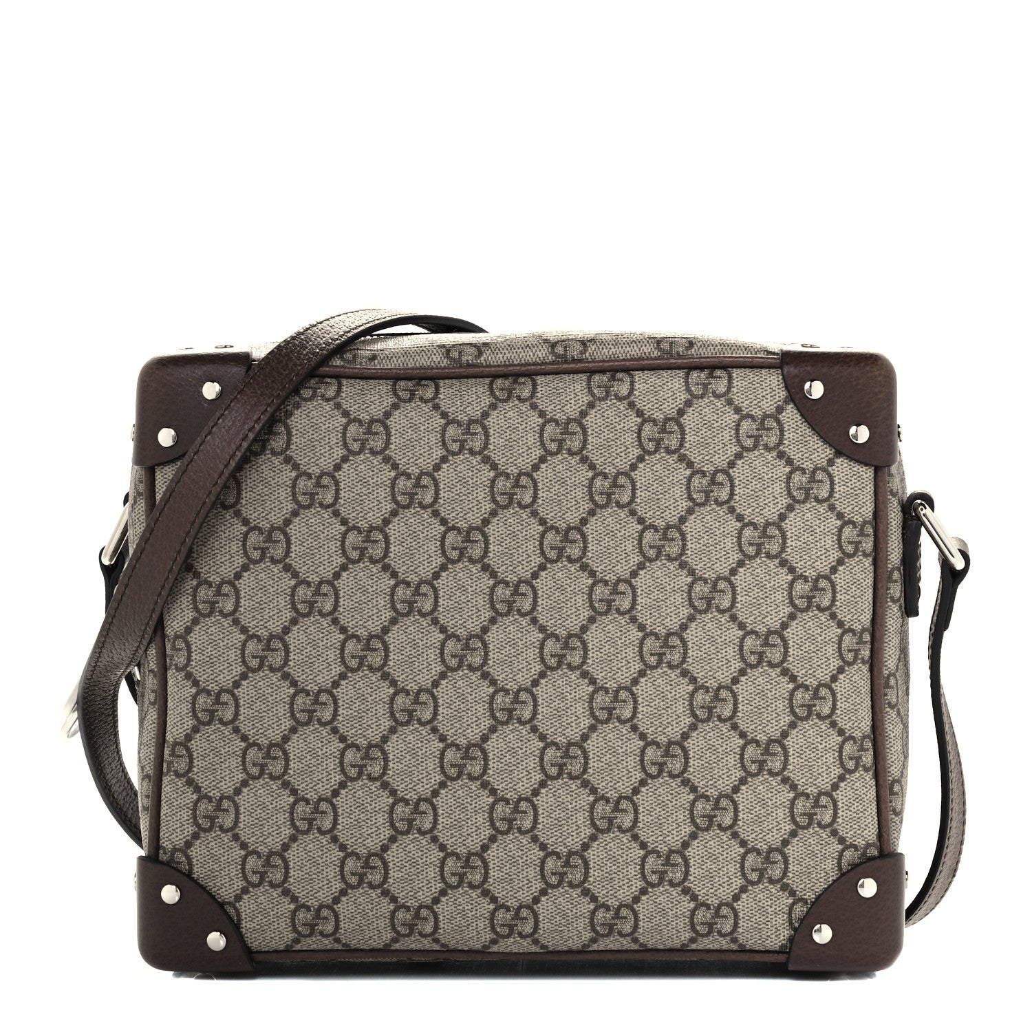 Gucci GG Supreme Monogram Textured Calfskin Square Messenger Bag Beige Ebony New Acero 1 of 12