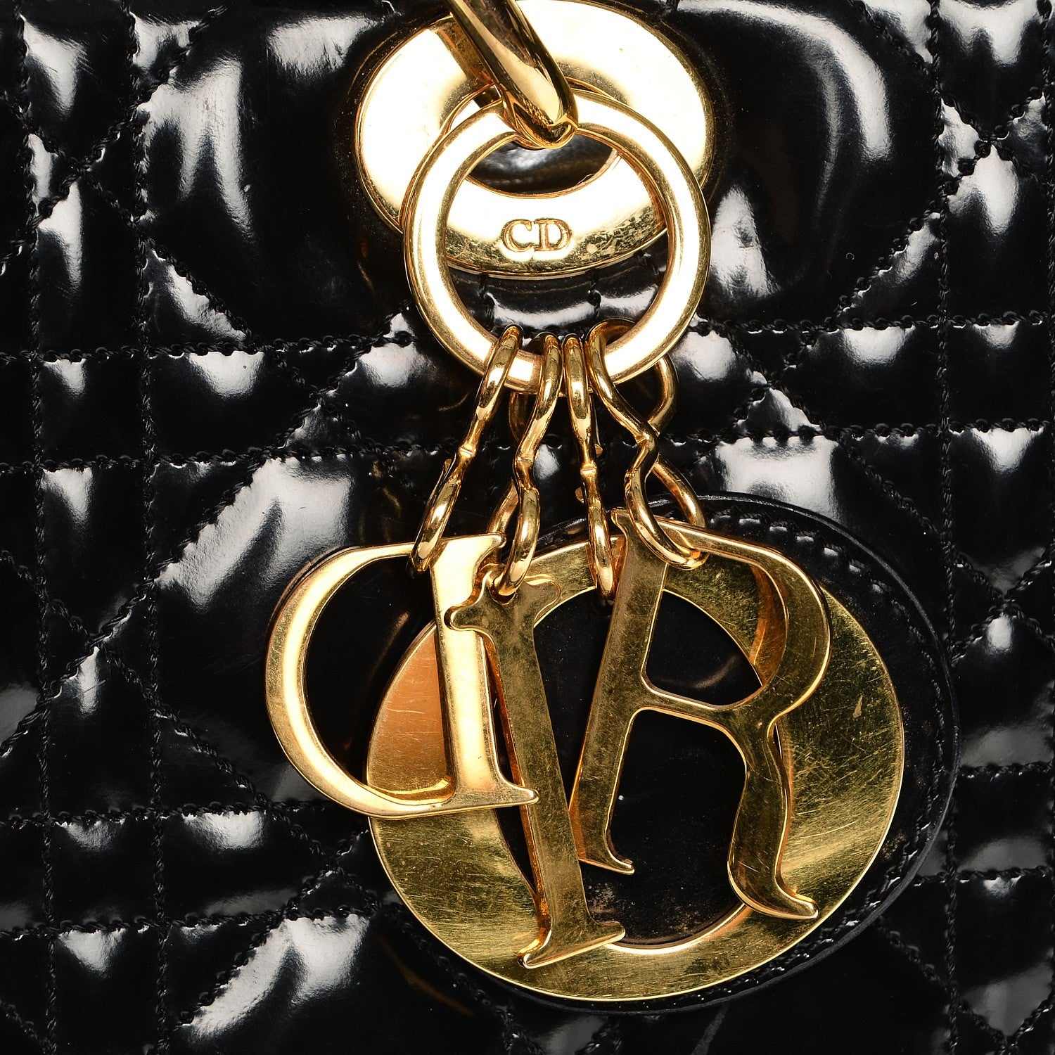 Christian Dior Vintage Patent Cannage Large Lady Dior Black 15 of 16