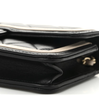Chanel Lambskin Quilted Flap Phone Holder With Chain Black Beige 11 of 12