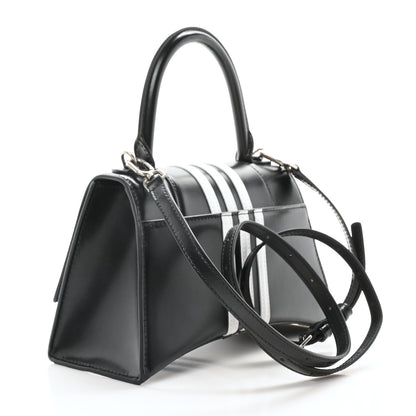 Balenciaga X ADIDAS Shiny Box Calfskin Small Hourglass Top Handle Bag Black White 3 of 10