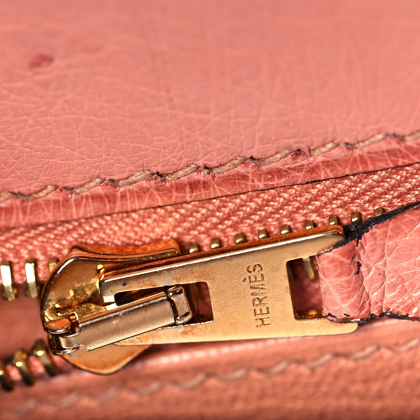 Ostrich Horseshoe Kelly Sellier 28 Terre Cuite Gris Agate